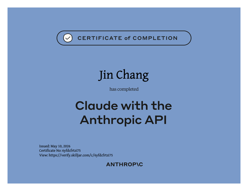 Certificate of Completion — Claude with the Anthropic API